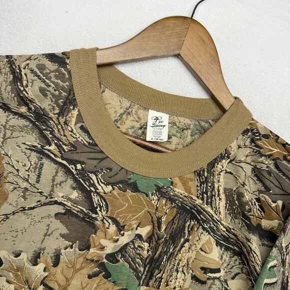 Vintage Camo Shirt Men's Medium Brown Green Advantage made In USA Blank 90s Crew - Picture 1 of 10